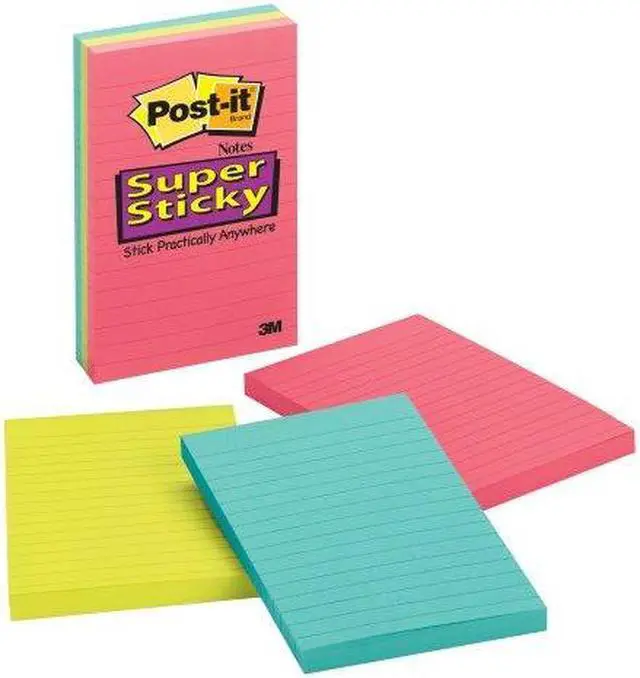 Alt view image 13 of 13 - Post-it Pads in Rio de Janeiro Colors Lined 4 x 6 90-Sheet 3/Pack 6603SSUC