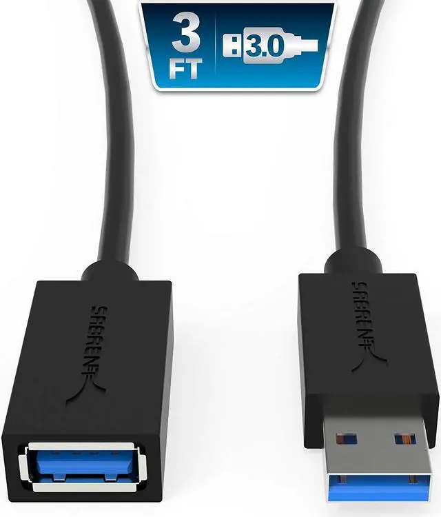 Alt view image 10 of 11 - SABRENT CB-3030 3 ft. Black 22AWG USB 3.0 Extension Cable - A-Male to A-Female