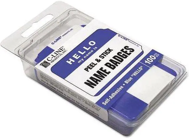 Alt view image 3 of 3 - Innovera 92235 Hello Self-Adhesive Name Badges, 3 1/2 X 2 1/4, White/Blue, 100/Pack