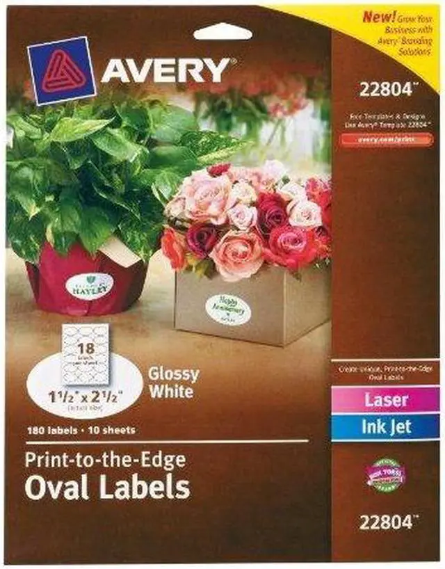 Alt view image 8 of 8 - Avery Oval Easy Peel Labels, 1-1/2 x 2-1/2, Glossy White 180/Pack (AVE22804)