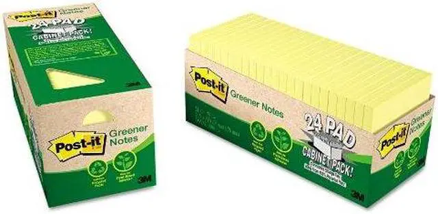 Alt view image 17 of 17 - Post-it Recycled Note Pad Cabinet Pack 3 x 3 Canary Yellow 75-Sheet 24/Pack