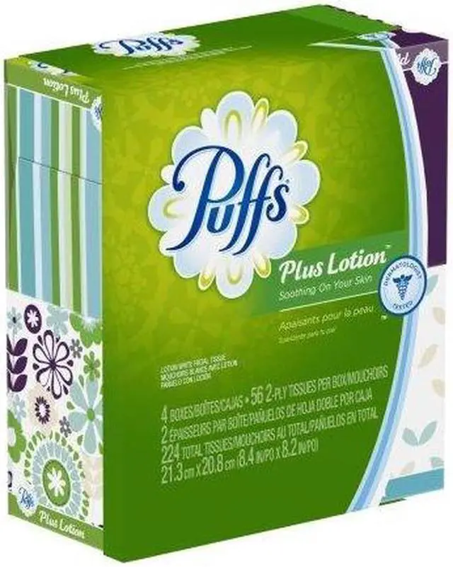 Alt view image 17 of 19 - Puffs Plus Lotion Facial Tissue White 1-Ply 8 1/5" x 8 2/5" 56/Box 24/Carton