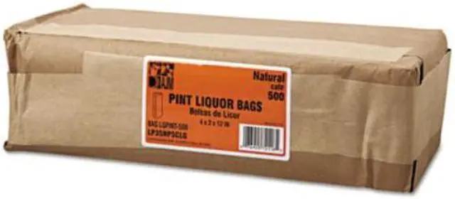 Alt view image 2 of 2 - Grocery Pint-Sized Paper Bags for Liquor Takeout, 35 lb Capacity, 3.75" x 2.25" x 11.25", Kraft, 500 Bags 40032