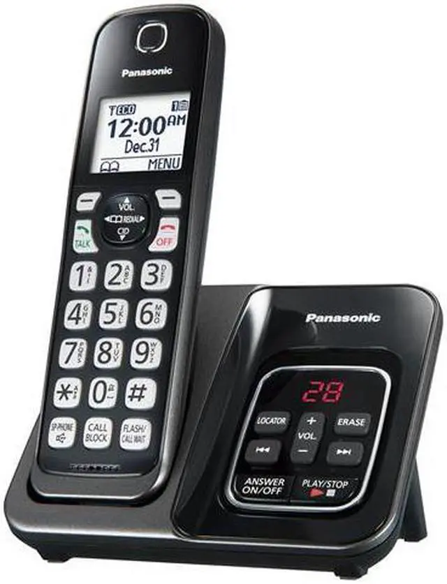 Alt view image 3 of 3 - Panasonic Cordless Phone - Cordless - 1 x Handset - Speakerphone - Answering Machine