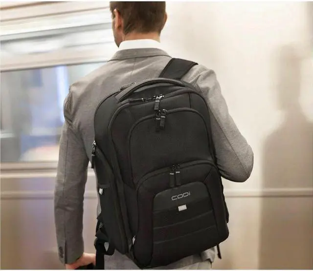 Alt view image 8 of 8 - CODi Ferretti Pro Carrying Case (Backpack) for 17.3" Notebook, Tablet, Water Bottle - Black - Mesh, Plastic, 1680D Polyester Body - Shoulder Strap, Trolley Strap, Handle, Chest Strap