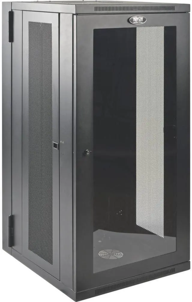 Alt view image 11 of 11 - Tripp Lite SmartRack 26U Low-Profile Switch-Depth Wall-Mount Rack Enclosure Cabinet with Clear Acrylic Window, Hinged Back
