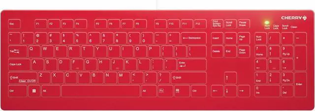 Alt view image 3 of 4 - CHERRY AK-C8112 Medical Keyboard - Permanent Cable - US Layout - (CF/WIN LEFT) Red - Cable Connectivity - USB Type A Interface - English (US) - Membrane/Scissor Keyswitch