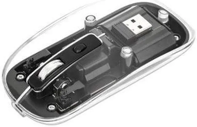 Alt view image 8 of 9 - Manhattan Transparent Rechargeable Wireless USB Mouse - Optical - Wireless - 33 ft - Radio Frequency - 2.40 GHz - Rechargeable - Black, Clear - USB Type A - 1600 dpi - Scroll Wheel - 4 Button(s) - Sym