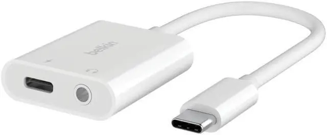 Alt view image 7 of 7 - Belkin RockStar 3.5mm Audio + USB-C Charge Adapter - Mini-phone/USB-C Audio/Data Transfer Cable for Smartphone, Tablet, Notebook, Audio Device, USB Device - First End: 1 x 24-pin USB Type C - Male - S