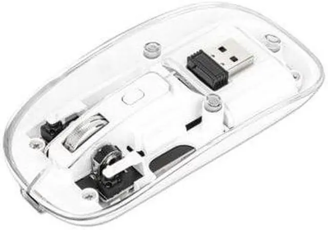 Alt view image 8 of 16 - Manhattan Transparent Rechargeable Wireless USB Mouse - Optical - Wireless - 33 ft - Radio Frequency - 2.40 GHz - Rechargeable - White - USB Type A - 1600 dpi - Scroll Wheel - 4 Button(s) - Symmetrica