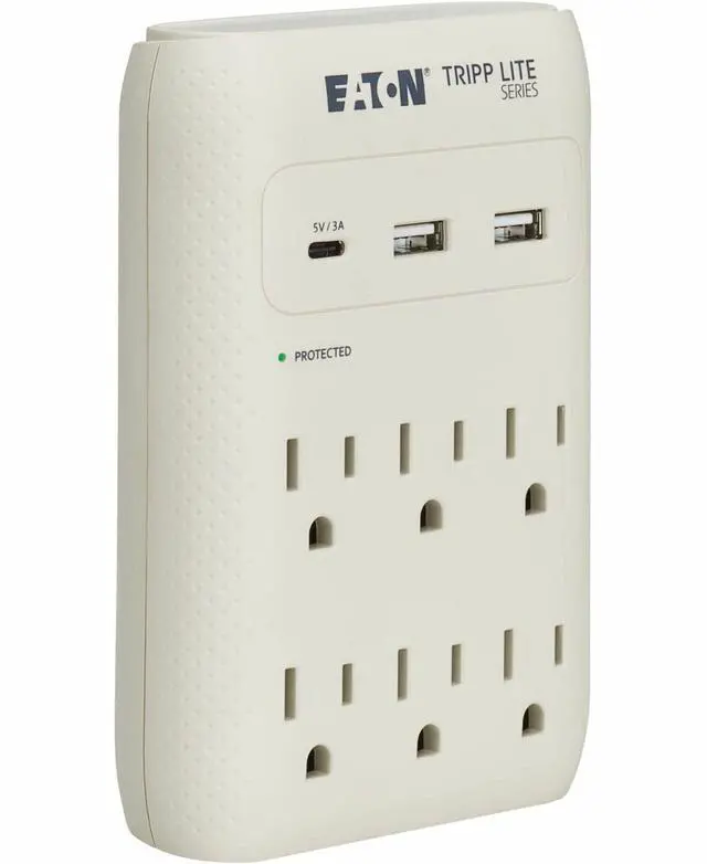 Alt view image 8 of 8 - Eaton Tripp Lite Series Protect It 6-Outlet Surge Protector with USB Gray SK60C