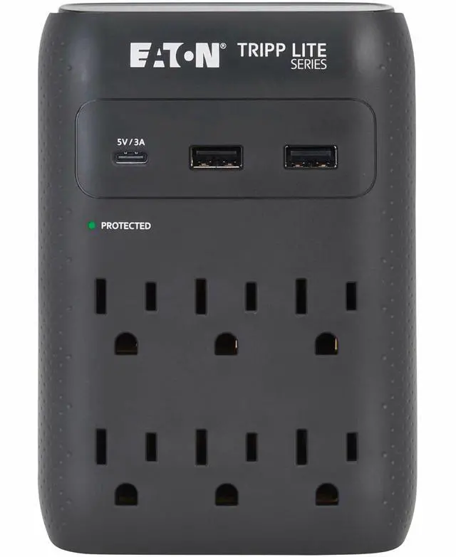 Alt view image 2 of 2 - Tripp Lite Protect It! 6-Outlet Surge Protector, USB-C and USB-A Ports SK60CB