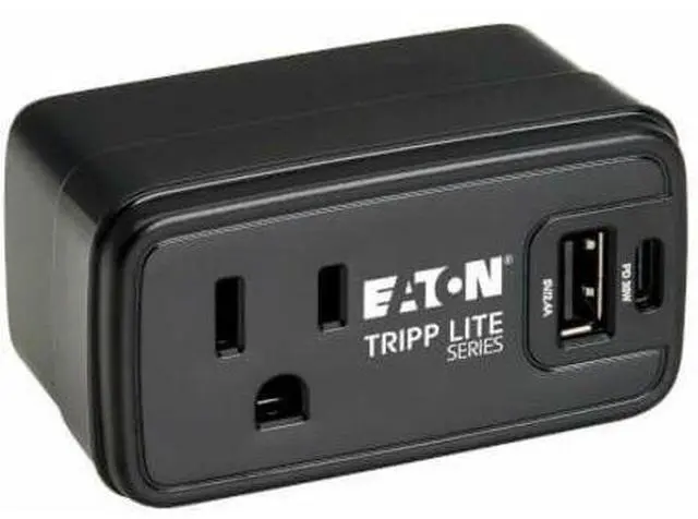 Alt view image 6 of 6 - Eaton Tripp Lite Series Power It! 1-Outlet Universal Travel Charger and Power Strip - 5-15R Outlet, USB-C and USB-A Ports, 32W PD Charging, 5-15P Direct Plug-In, Black - 1 x NEMA 5-15P Plug - 1 x USB