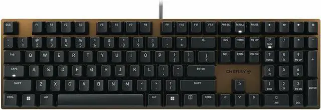 Main image of CHERRY KC 200 MX-Wired Keyboard - MX2A SILENT RED - Black/Bronze Housing - Linear feel - abrasion resistant keys - white LED indicators built into status keys - adjustable feet