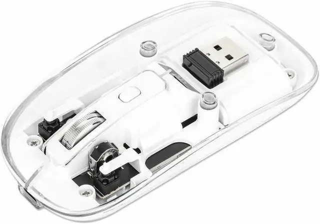 Alt view image 9 of 16 - Manhattan Transparent Rechargeable Wireless USB Mouse - Optical - Wireless - 33 ft - Radio Frequency - 2.40 GHz - Rechargeable - White - USB Type A - 1600 dpi - Scroll Wheel - 4 Button(s) - Symmetrica