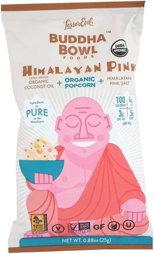 Alt view image 2 of 3 - LesserEvil Organic Popcorn, Himalayan Pink Salt, .88 Ounce, 18 Count