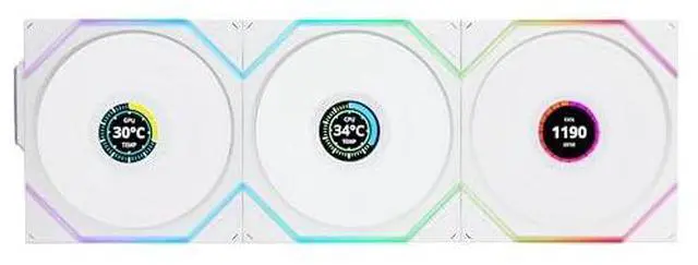 Alt view image 8 of 8 - Lian Li UNI Fan TL LCD 120 Wireless - Triple Pack - 2.4 GHz Wireless Controller Included - Daisy Chain & Infinity Mirror Design - LCD Display - Controller requesd for use. - White (12TLLCD1W3W)