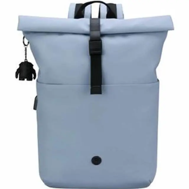 Alt view image 8 of 9 - Swissdigital LAMONE Light Blue Rolltop Backpack - USB Charging Port - RFID Protection Pocket - Eco-Friendly & Water Resistant Fabric - Fits 16" Laptop  SD1681-13