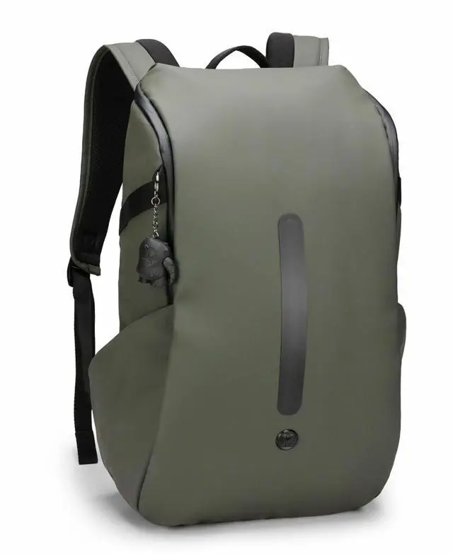 Alt view image 8 of 8 - Swissdigital LAMONE Dark Green L Backpack - LED Light System - USB Charging Port - RFID Protection Pocket - Eco-Friendly & Water Resistant Fabric - Trolley Sleeve - Fits 16" Laptop  SD1685-23