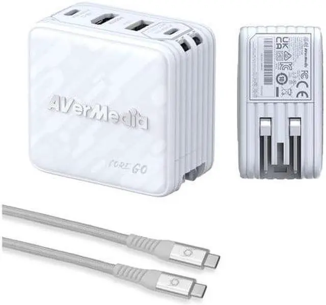 Alt view image 9 of 9 - AverMedia GC313WHITE Core Go Portable Charger Steam Deck Dock, Fast Charging USB C Hub, Compatible w/ iPhone, iPad, Laptop, PC Gaming (WHITE)