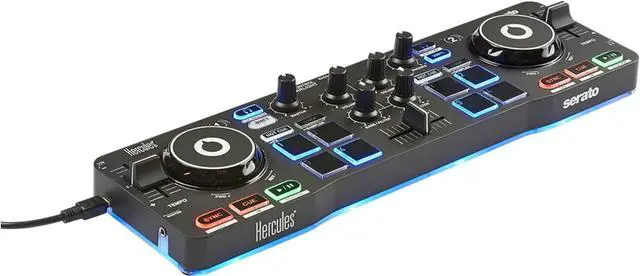 Alt view image 9 of 9 - Hercules DJCONTROL STARLIGHT Compact DJ Controller w/Built-in Serato Sound Card