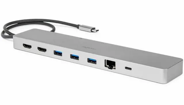 Alt view image 8 of 9 - Rocstor Premium USB-C 11-in-1 Dual Display Portable Dock - for Notebook/Desktop PC/Tablet/Monitor - Charging Capability - Memory Card Reader - SD, TransFlash - USB Type C - 2 Displays Supported - 8K @