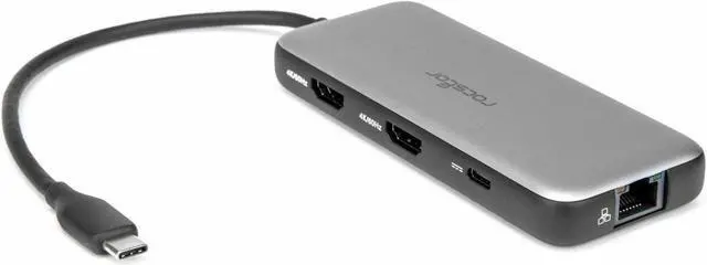 Alt view image 8 of 9 - Rocstor Premium USB-C 8-in-1 Dual HDMI Display Portable Dock Multiport Adapter - for Notebook/Desktop PC/Tablet/Monitor - Charging Capability - Memory Card Reader - SD, microSD - USB Type C - 2 Displa
