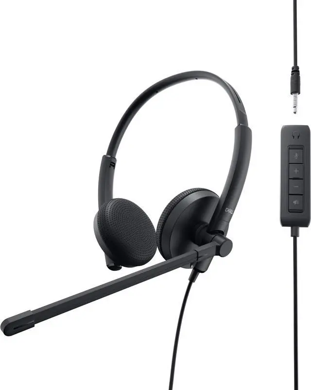 Alt view image 8 of 8 - Dell WH1022 Headset - Stereo - USB - Wired - 20 Hz - 20 kHz - Over-the-head - Binaural - 4.92 ft Cable - Noise Cancelling Microphone - Noise Canceling - Black