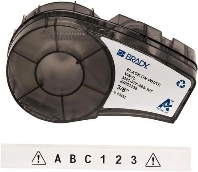 Alt view image 4 of 4 - brady high adhesion vinyl label tape m71c2000595wt black on white vinyl film compatible with bmp21plus, idpal, and labpal label printers 21' length, .375" width