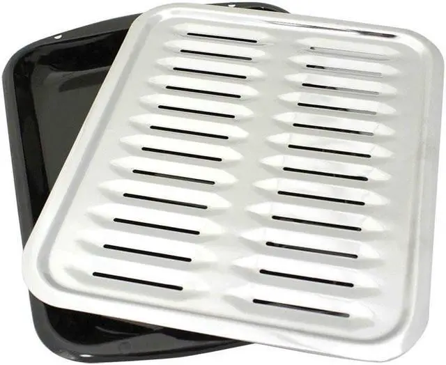 Alt view image 9 of 9 - 2-Piece Heavy Duty Porcelain and Chrome Plated Full Size Broiler Pan Range Kleen