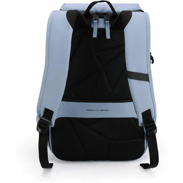 Alt view image 9 of 9 - Swissdigital LAMONE Light Blue L Backpack - LED Light System - USB Charging Port - RFID Protection Pocket - Eco-Friendly & Water Resistant Fabric - Trolley Sleeve - Fits 16" Laptop  SD1685-13