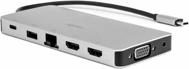 Alt view image 8 of 9 - USB-C Portable Dock Multiport Adapter 100W PD 2x HDMI 1x VGA 4x USB-A SD/TF Gigabit RJ45 3.5mm Audio Port - Premium USB C Portable Dock Multiport Adapter, 12-in-1 Hub - 2x HDMI 1x VGA, 2x USB-A, 2x US