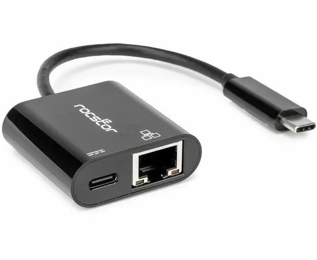 Alt view image 6 of 6 - Rocstor Premium USB-C to Gigabit Ethernet with USB-C 100W Power Delivery PD 3.0 Adapter - USB Type C - 2 Port(s) - 1 - Twisted Pair - 10/100/1000Base-T