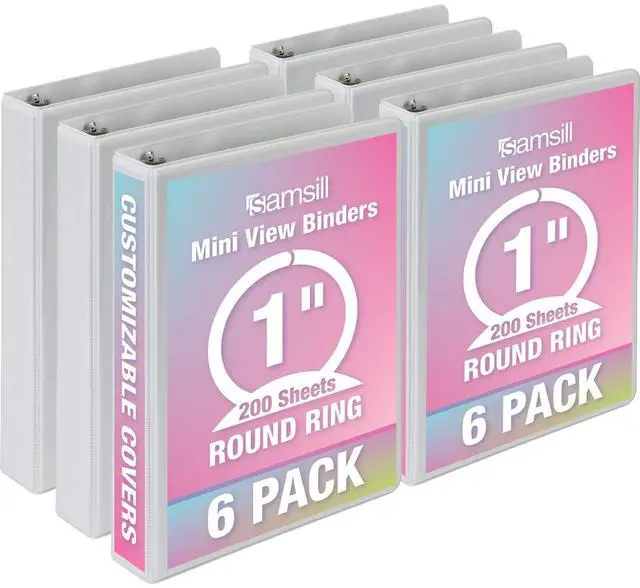 Alt view image 5 of 12 - Economy Round Ring View Binders 3 Rings 1" Capacity 8.5 x 5.5 White 6/Carton MP28507