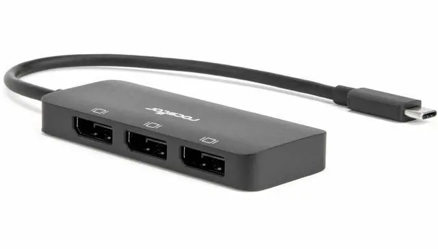 Alt view image 8 of 9 - Rocstor Type-C to Triple DisplayPort Adapter with DP1.4 Alt Mode - 1 x USB Type C - Male - 3 x DisplayPort 1.4 Digital Audio/Video - Female - 7680 x 4320 Supported - Black - 1