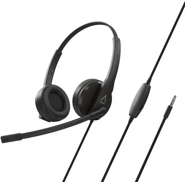 Alt view image 8 of 8 - Creative HS-230 Lightweight Headset with Noise-cancelling Mic - Stereo - USB Type A, Mini-phone (3.5mm) - Wired - 100 Hz to 20 kHz - Over-the-head, On-ear - Binaural - Circumaural - Noise Cancelling,