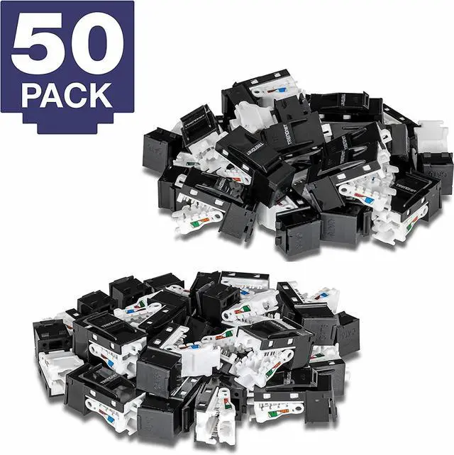 Alt view image 8 of 15 - TRENDnet Cat6 RJ45 Keystone Jack 50-Pack Bundle, Compatible With Cat5,Cat5e,Cat6 Cabling, Use With The TC-KP24 Or TC-KP48 Blank Keystone Patch Panels (Sold Separately), Black, TC-K50C6BK