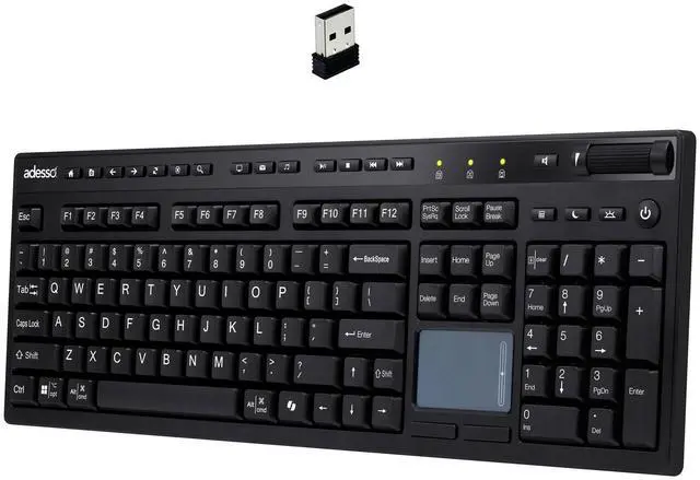 Alt view image 8 of 15 - Adesso Wireless 104 Key Full Size Keyboard with Touchpad WKB-4450UB