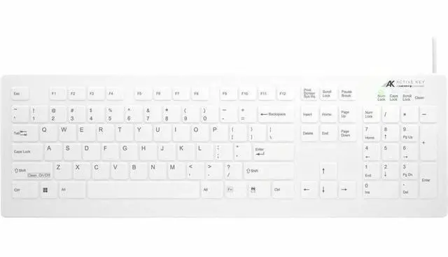 Alt view image 6 of 6 - Active Key AK-C8112 Medical Keyboard - Cable Connectivity - USB Type A Interface - 105 Key(s) - English (US) - Silicone - Membrane/Scissor Keyswitch - White