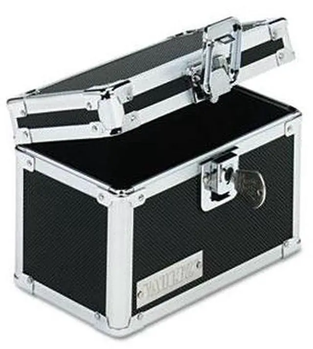 Main image of Vaultz Locking Index Card File Holds 350 3 x 5 Cards 6 x 4 x 4.25 Black VZ01169