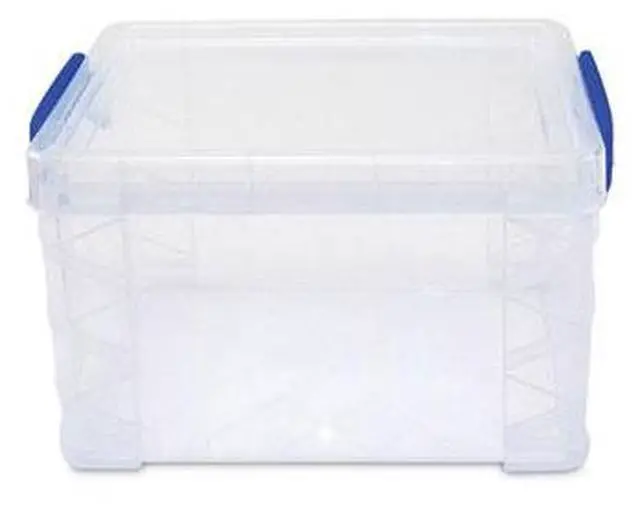 Main image of Advantus Super Stacker Lift-Off Lid Storage Tote Transparent/Blue 39230