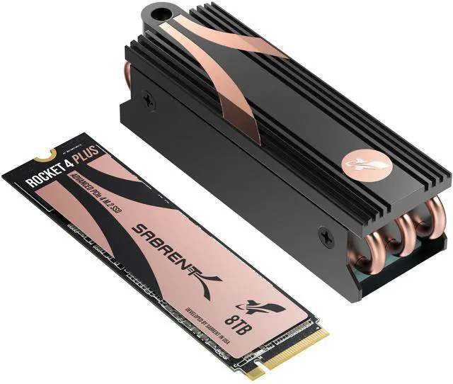Alt view image 2 of 2 - SABRENT Rocket 4 PLUS SSD with Heatsink 8TB PCIe Gen 4 NVMe M.2 2280 Internal Solid State Drive, Extreme Speed, Heat Management [SB-RKT4P-HTSP-8TB]