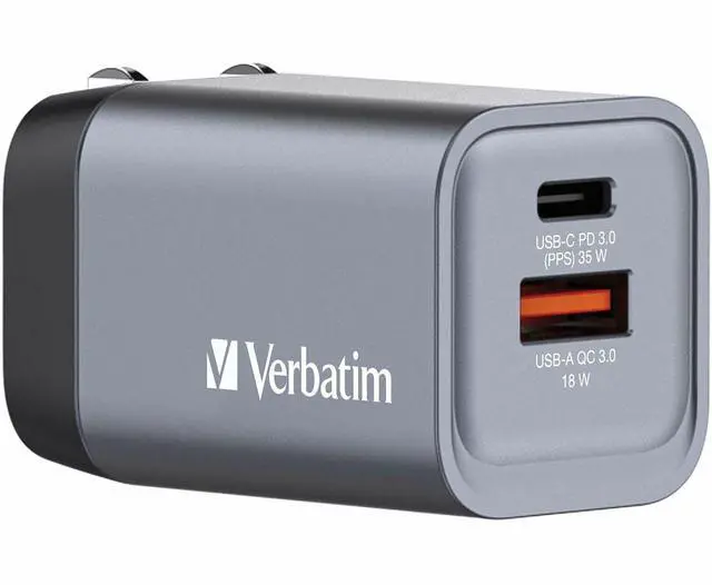 Alt view image 8 of 9 - Verbatim 35W 2-Port GaN Wall Charger - 35 W - 120 V AC, 230 V AC Input - 1