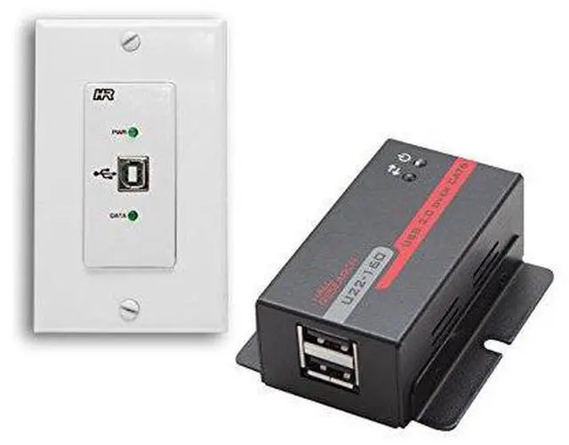 Alt view image 9 of 10 - Hall Research USB 2.0 Over UTP Extender Decora Wall Plate with 2-Port Hub - 1 x Network (RJ-45) - 1 x USB - 164.04 ft Extended Range