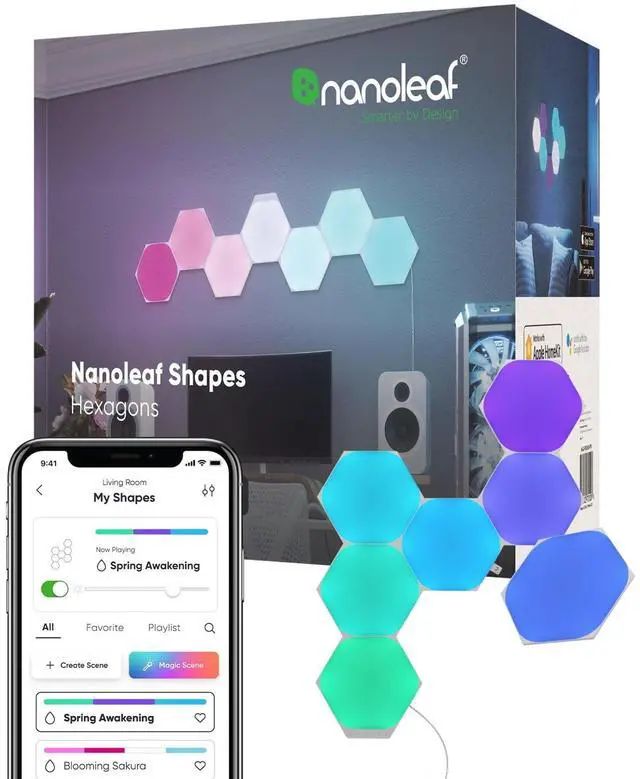 Alt view image 16 of 16 - nanoleaf NL427003HX7P Hexagon Light Panels - Smarter Kit - 7 Panels