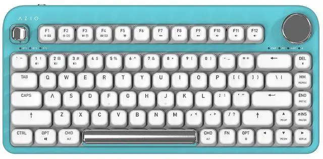 Alt view image 12 of 12 - Azio IK409 IZO Wireless BT5/USB PC & Mac Mechanical Keyboard, Pre-Lubed Red Switches, Mint Daisy