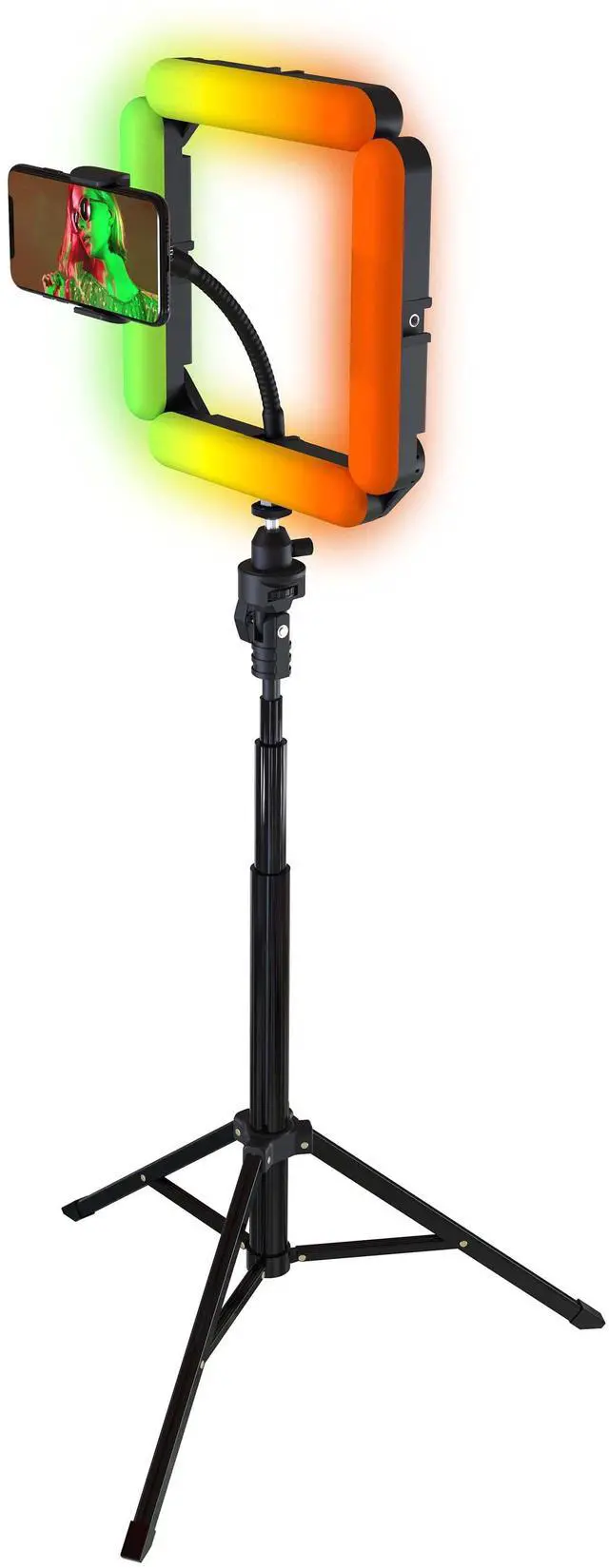 Alt view image 3 of 3 - Bower Modular Quad White & RGB Ring Light with 60" Tripod & Ball-Head & Smartphone Holder, Black