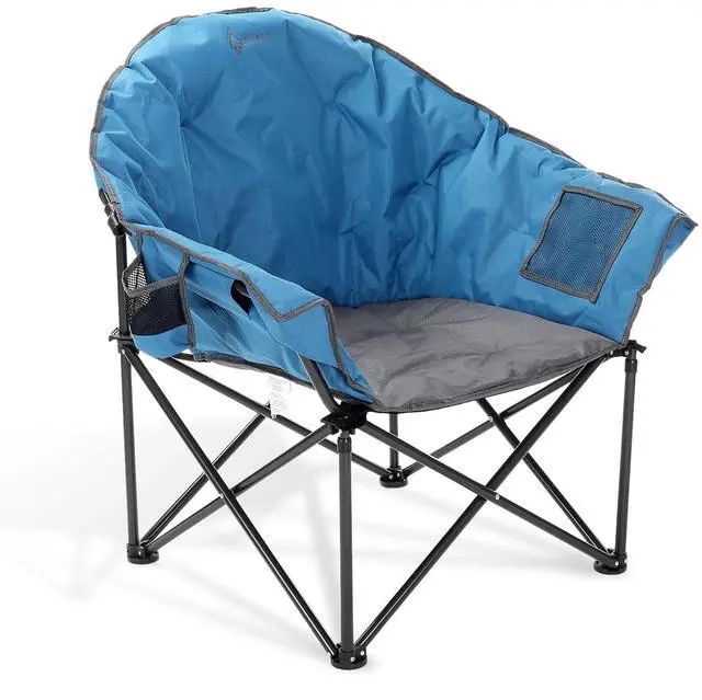 Alt view image 8 of 8 - ARROWHEAD OUTDOOR Oversized Heavy-Duty Club Folding Camping Chair w/ External Pocket, Cup Holder, Portable, Padded, Moon, Round, Saucer, Supports 330lbs, Carrying Bag, USA-Based Support, Blue