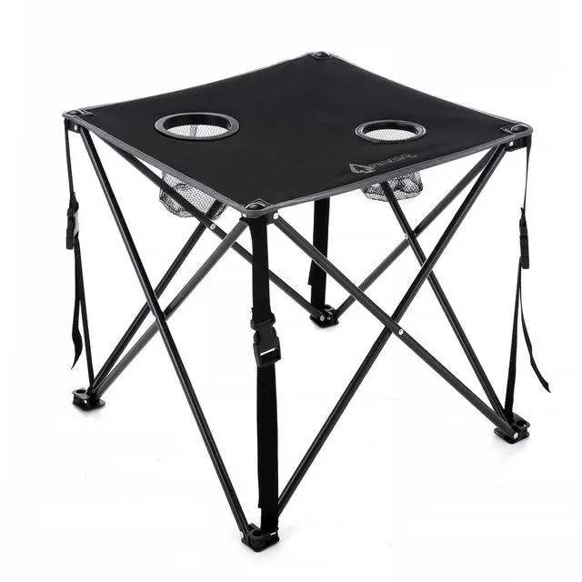 Alt view image 8 of 8 - ARROWHEAD OUTDOOR 26" Heavy-Duty Portable Folding Table, 2 Cup Holders, No Sag Surface, Compact, Square, Carrying Case, Steel Frame, High-Grade 600D Canvas