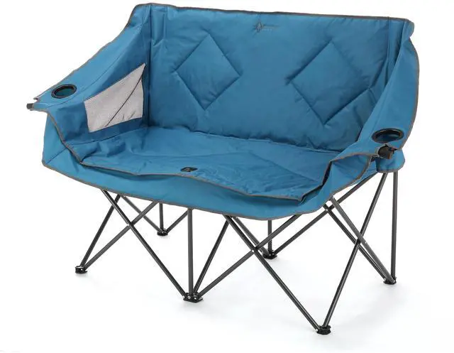 Alt view image 8 of 8 - ARROWHEAD OUTDOOR Portable Folding Double Duo Camping Chair Loveseat w/ 2 Cup & Wine Glass Holder, Heavy-Duty Carrying Bag, Padded Seats & Armrests, Supports up to 500lbs, USA-Based Support